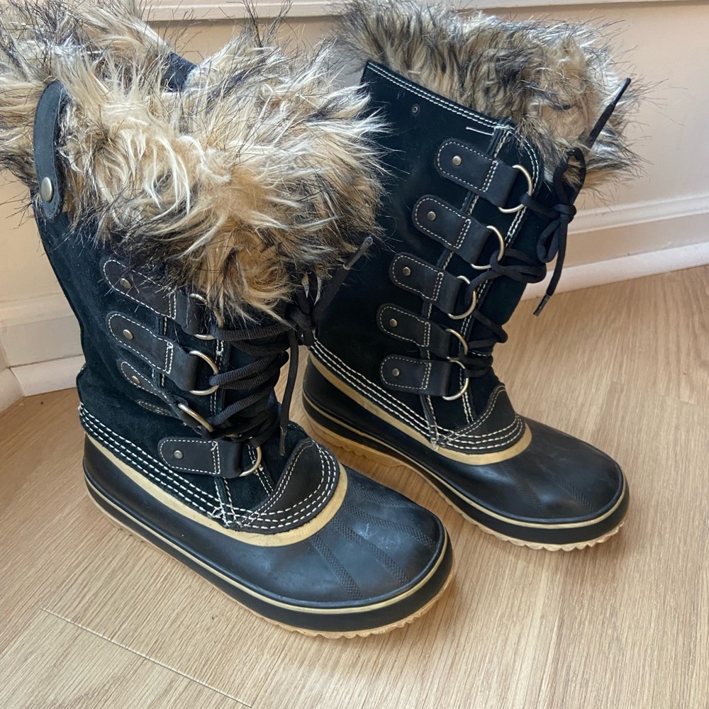 Sorel Size 8 NL1540-010 Joan Women's Waterproof Insulated Snow Boots Black